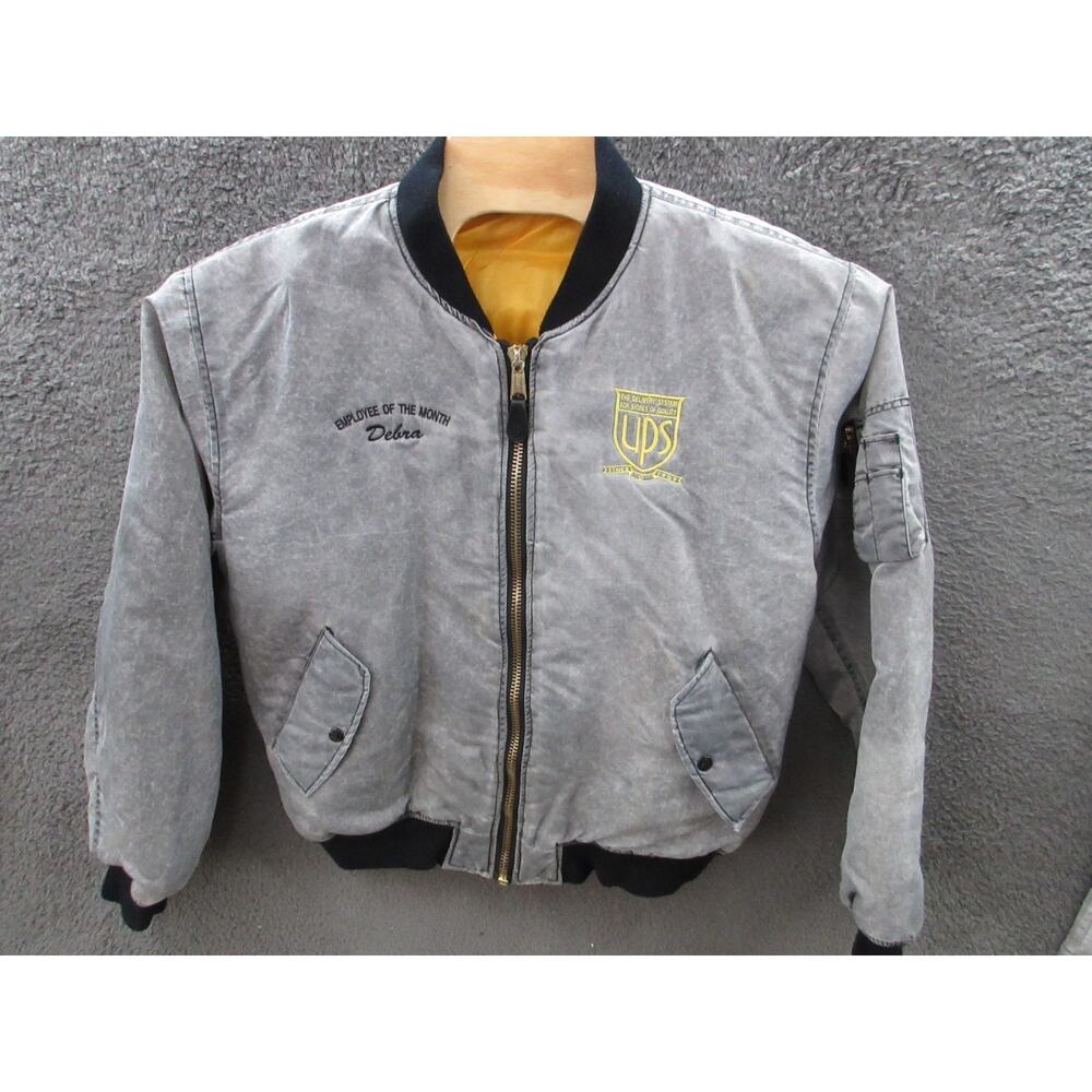 Vintage UPS Prime Time Merchandise Bomber Jacket Mens Large - Employee Debra